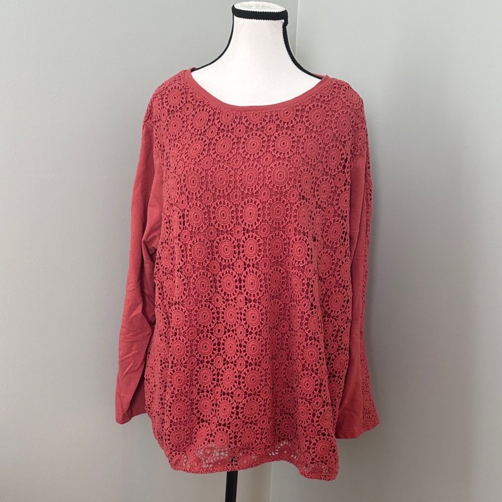 Coldwater Creek Coral Lace Blouse